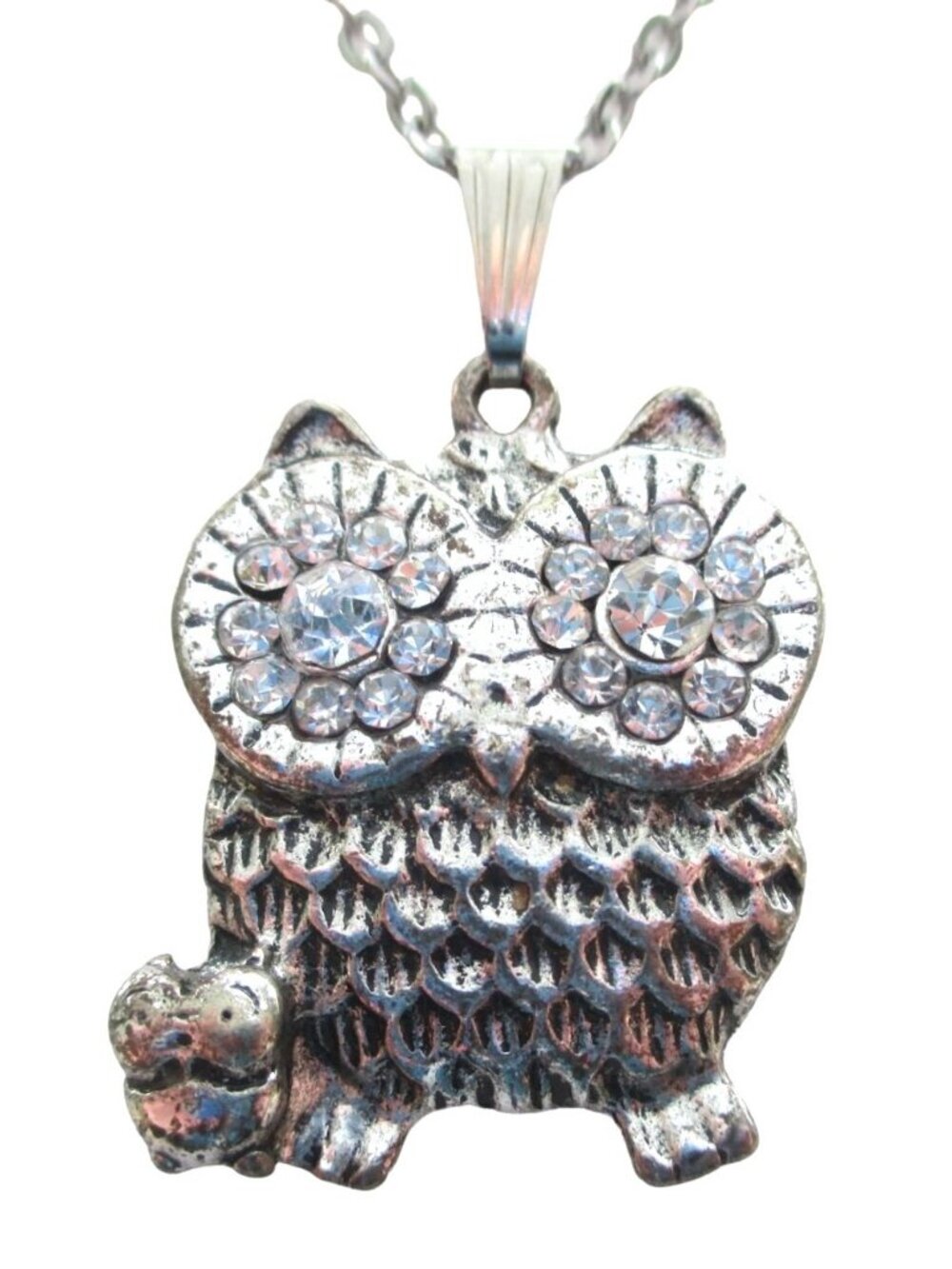 New Owl Pendant Necklace on 20" Stainless Chain Bird Jewelry Gift